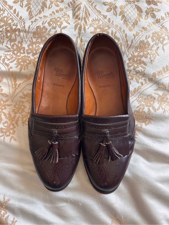 Allen Edmonds Bridgeton Tassel Loafers Burgundy Leather Men’s 11 USA Dress Shoes main image 5